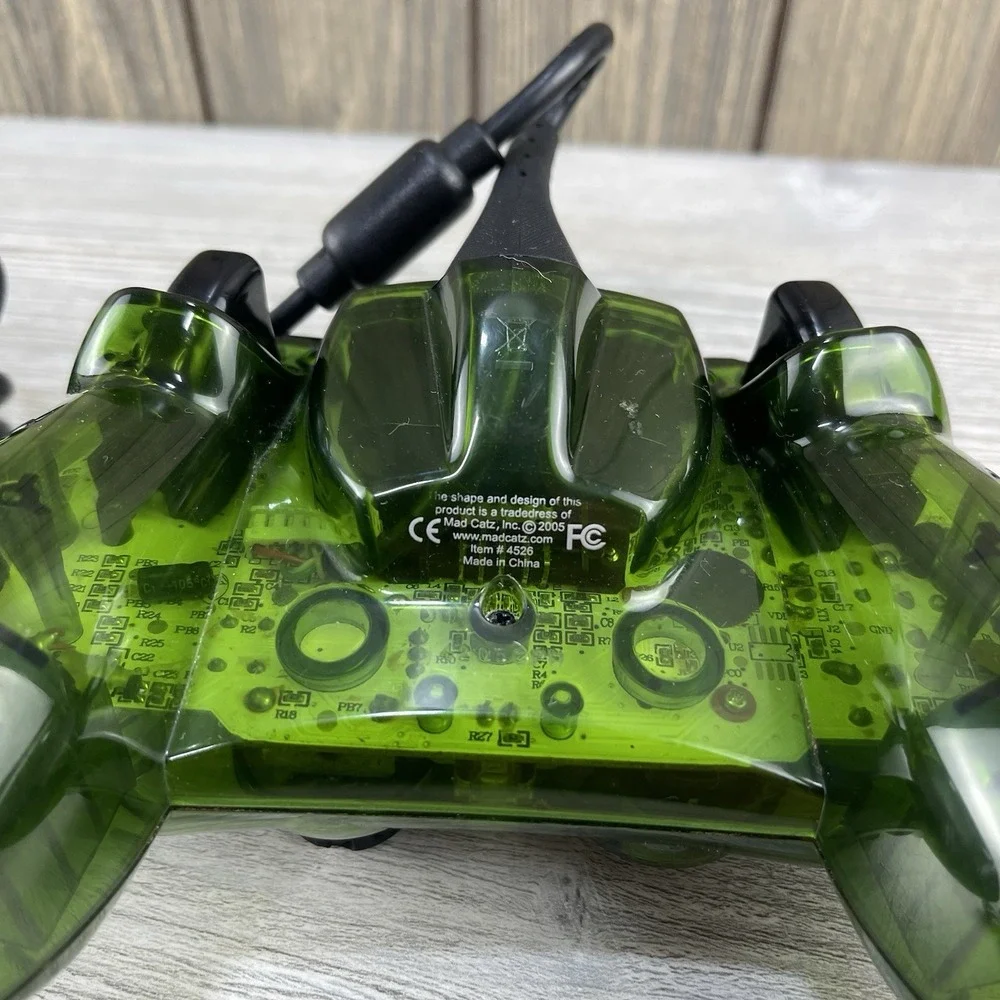 Mad Catz Turbo Gaming Controller Clear & Green Wired Original Xbox